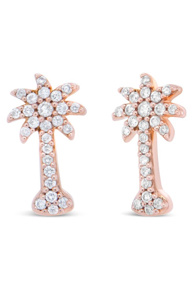 1/4 Cttw Diamond Palm Tree Push Back Earrings